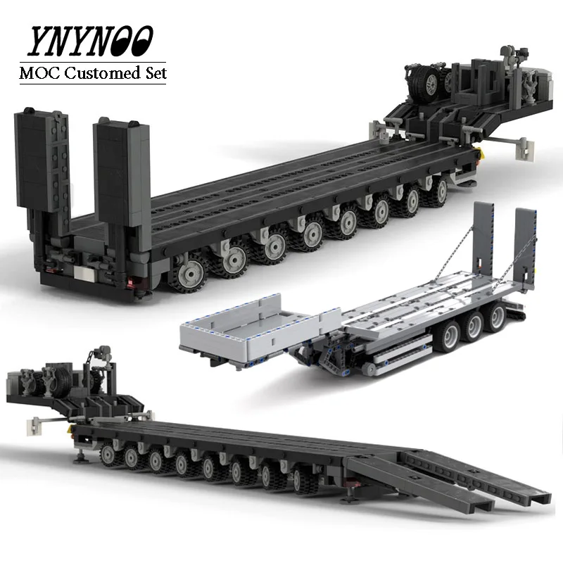 Customed Doll Panther Heavy Duty Transporter MOC LOW LOADER TRAILER Building Blocks Model DIY Assemble Bricks Children Toys