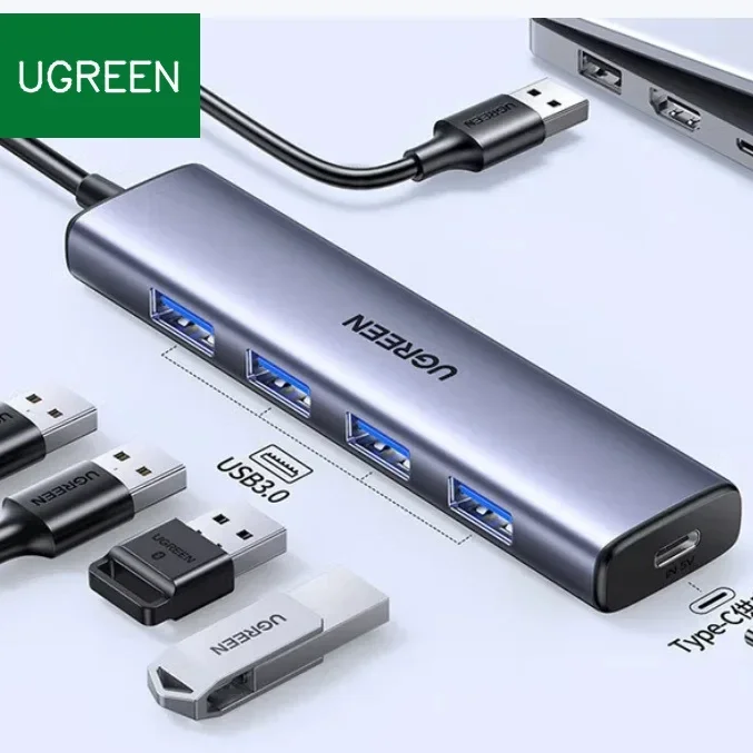 UGREEN 65803 4 Port USB 3.0 Hub High Speed Splitter with 2m Cable Aluminum Alloy