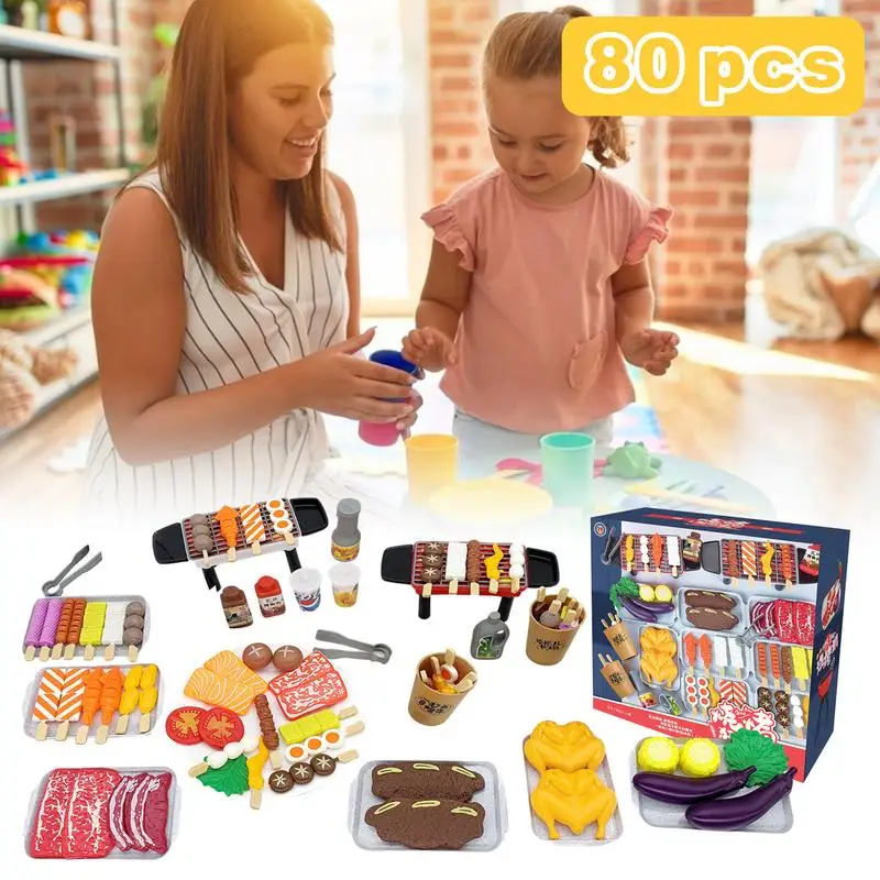 Children's Miniature Food Kitchen Set Barbecue Toy Parentchild Play House Educational Kitchen Pretend Toy For Girls Boys Kids