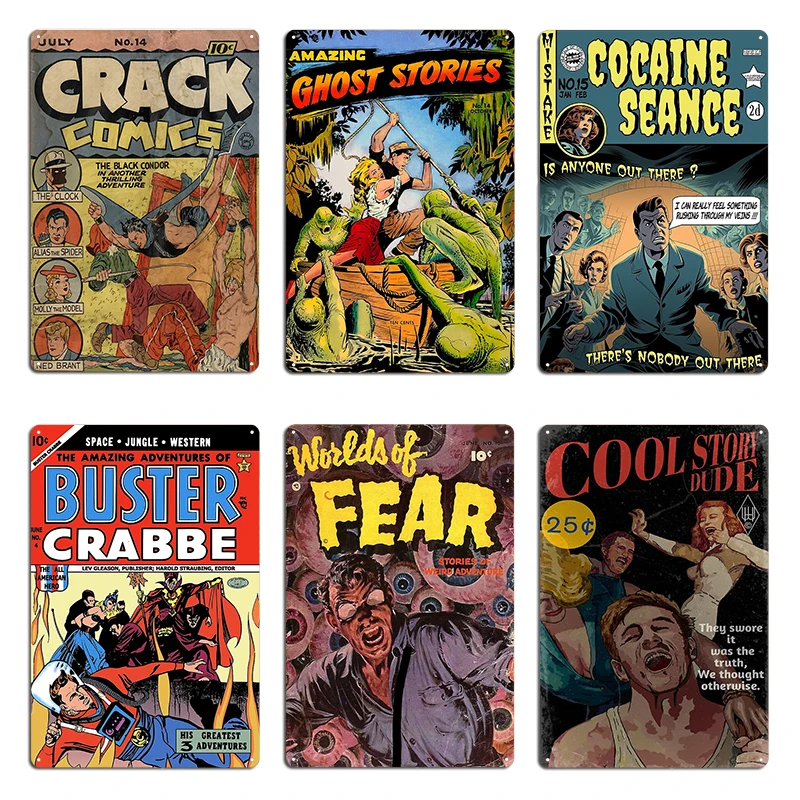 Amazing Ghost Stories Classic 1950's Horror Comic Crack Comics 014 Incomplete Classic Metal Custom Vintage Home Tin Sign Poster