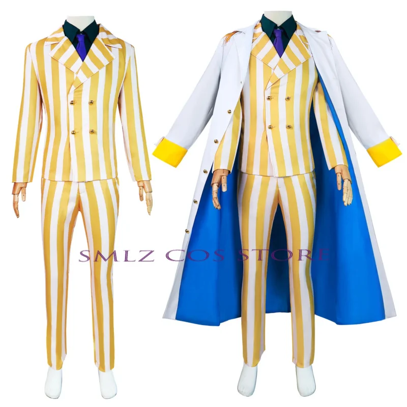 

Borsalino Cosplay Costume Anime Admiral Kizaru Uniform Suit Halloween Navy General Performance Cloak Outfit for Men