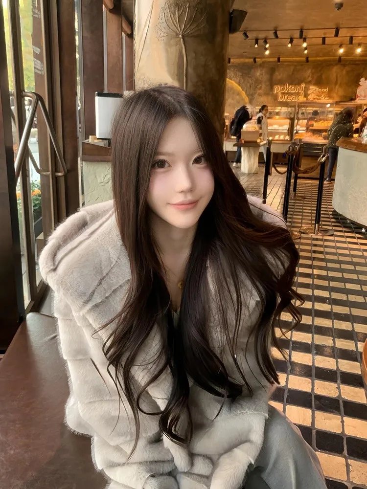 

Young Style Thickened Fur Coat Women's Winter Warm Plush Hooded Jacket Korean Lazy High-End Feeling Daily Commute Outerwear