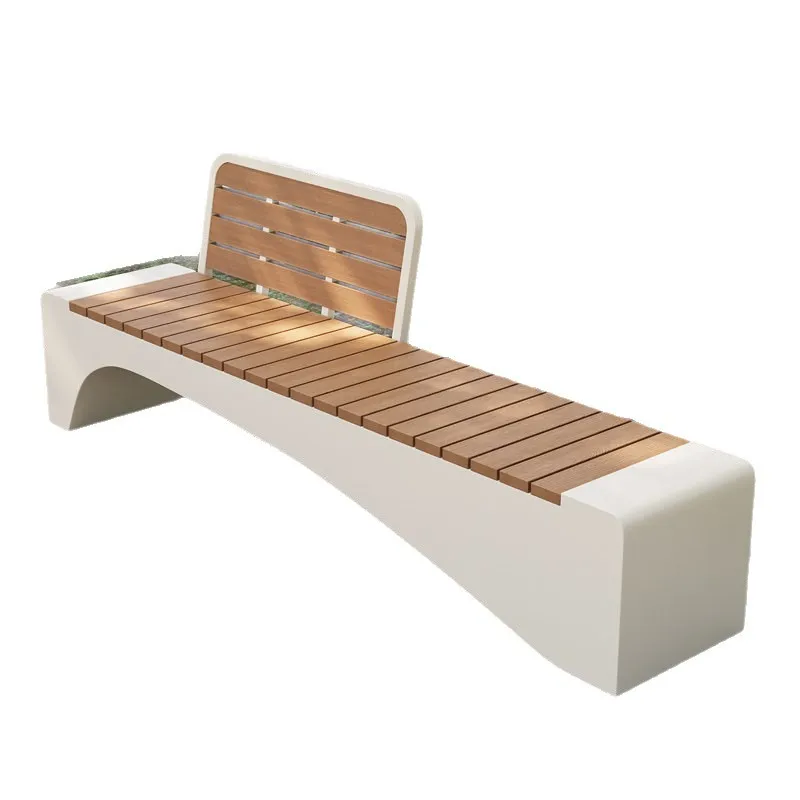 Park chair outdoor preservative wood shopping mall square outdoor bench chair, courtyard finished leisure plastic