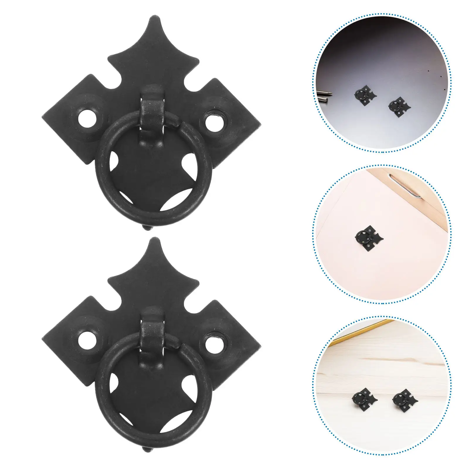 4pcs Vintage Clover Pattern Cabinet Pulls Ring Style Metal Drawer Handles for Dresser and Cabinet