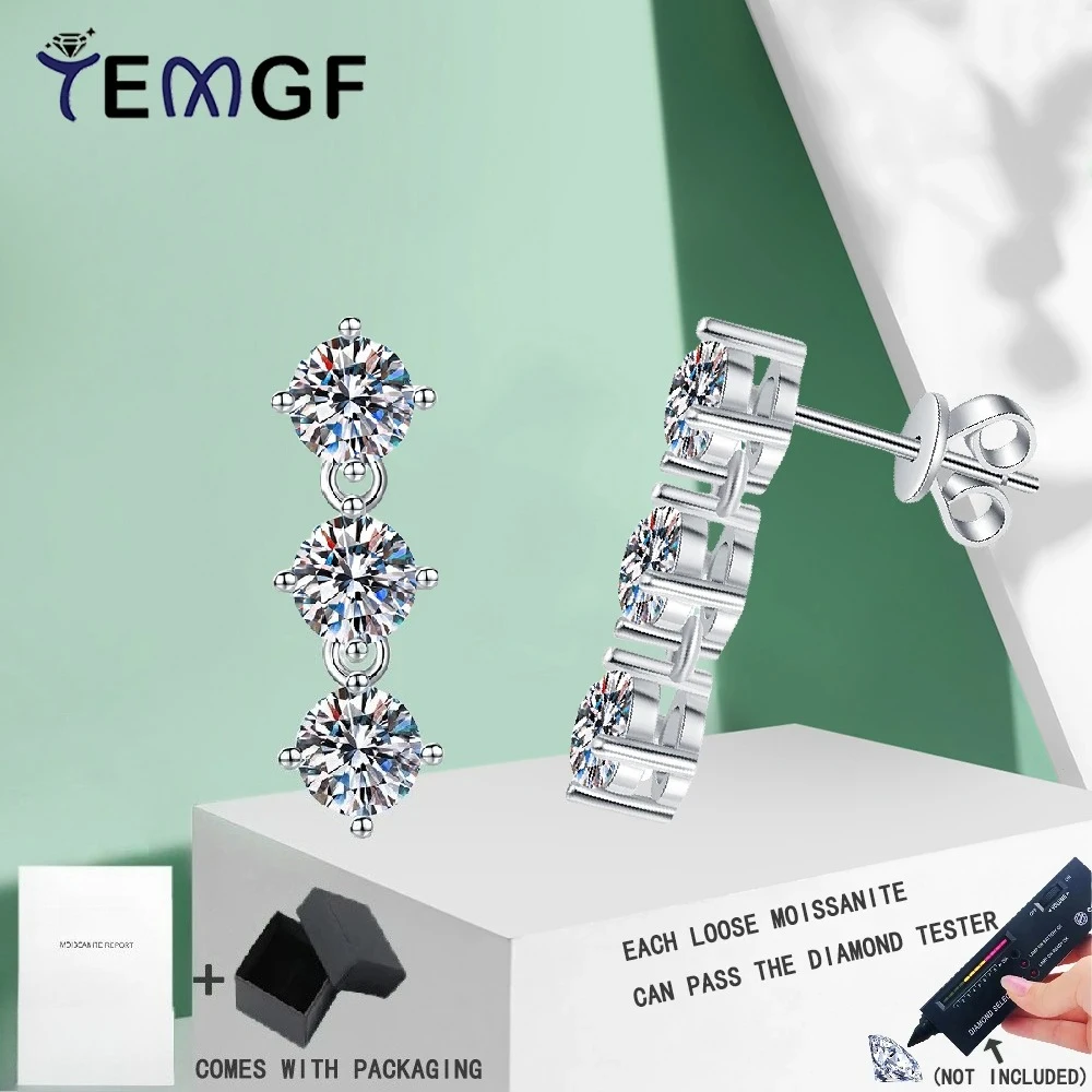 

Серьги TEMGF с кисточками из муассанита/циркона 5 мм, длинные серьги-гвоздики из стерлингового серебра S925 для женщин и девочек, модные ювелирные изделия, подарки