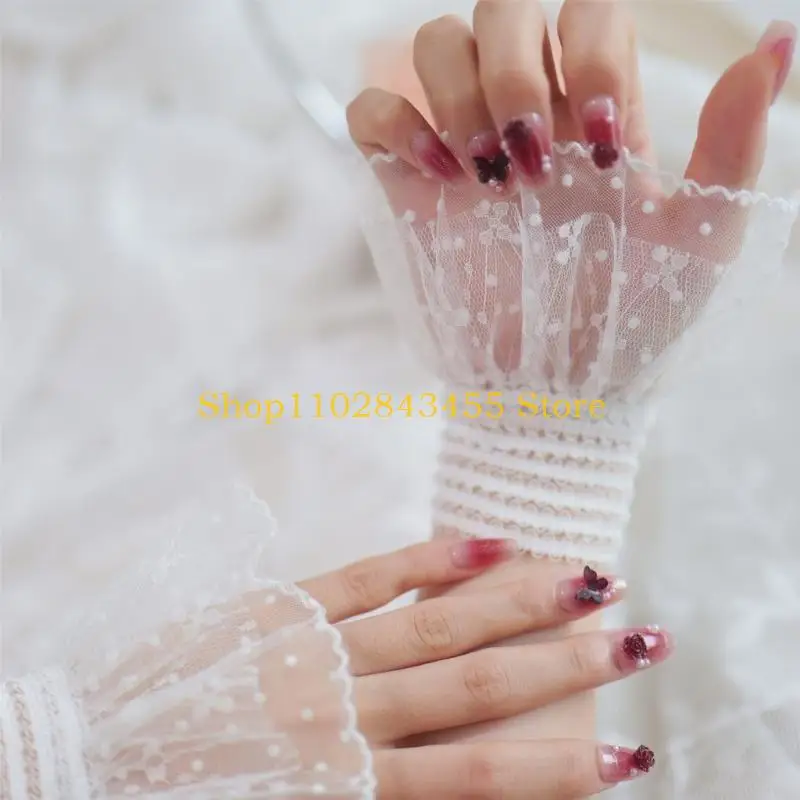 

49MC Элегантные сетчатые навесы для рук с точечными деталями Гибкая полиамидная ткань для художников Unguis, фотографов