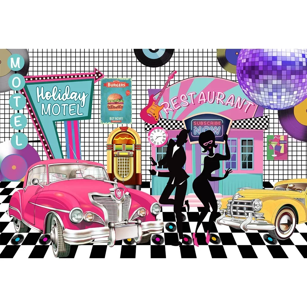 Las Vegas Theme Birthday Party Decoration Photography Backdrop Poster Holiday Motel Music Disco Glitter Photo Background Studio