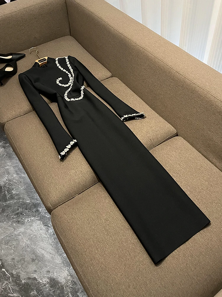 

Ele Bla Wrap Bodycon Dr Sparkling Diamond Chain High Waist Evening Gown Red Carpet Dr Faionable Tight Fit Dr