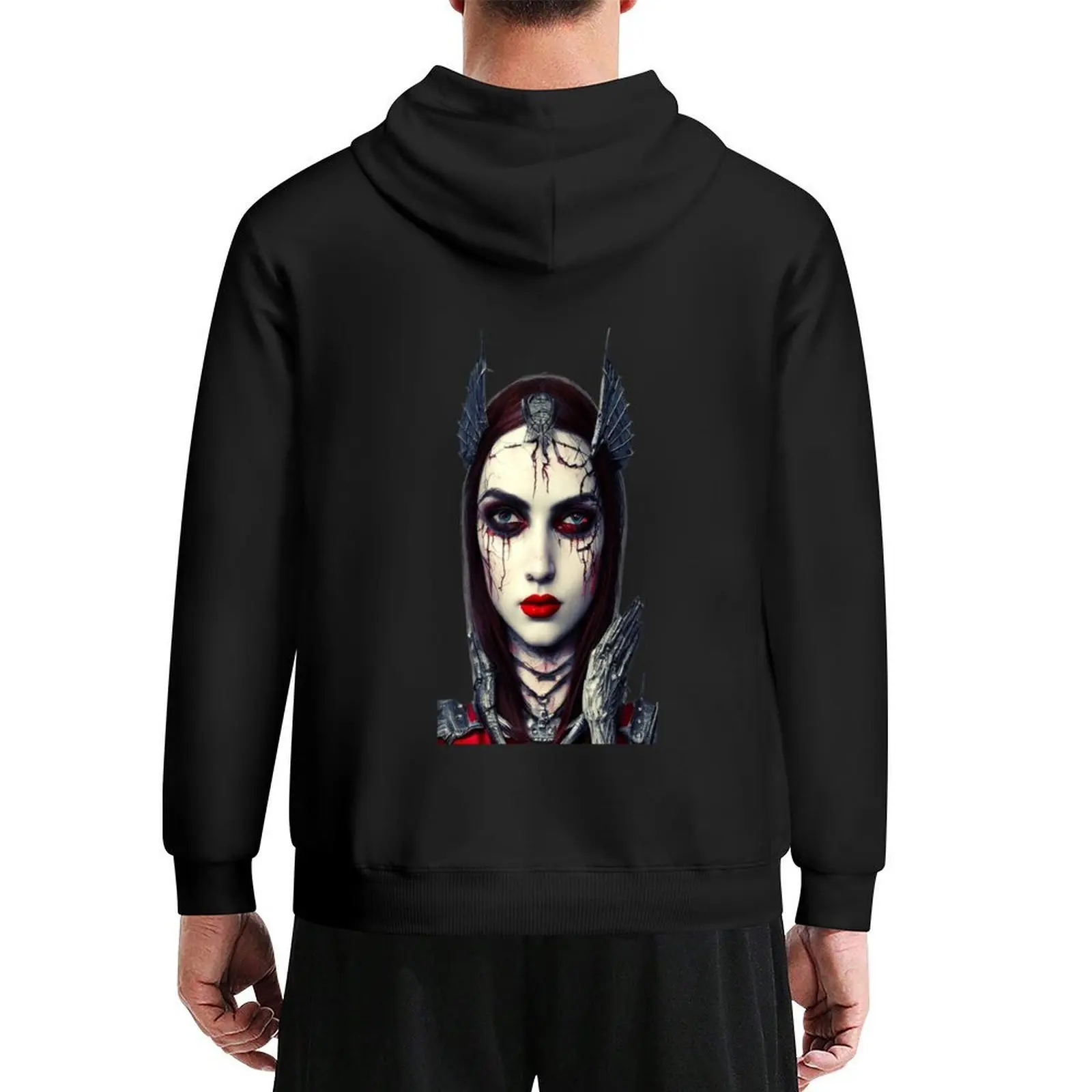 

Portrait of beautiful gothic young woman Hoodie autumn new products men's autumn clothes men wear hoodies for men