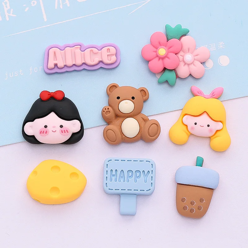 

10 Pcs New Cute MiniGirl, Bear, Flower Flat Back Resin Cabochons Scrapbook Diy Party Hairpin Accessories Decorate Craft H58