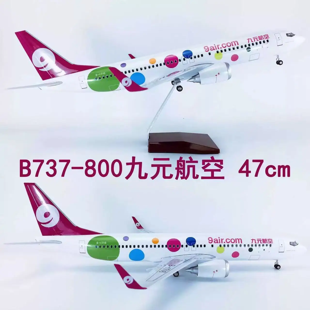

47cm Aircraft Models B737-800 9air.com 1/85 Scale Plane Kit Diecast Airplane Kids Toys With Wheels & Lamp Children Hobby Gifts