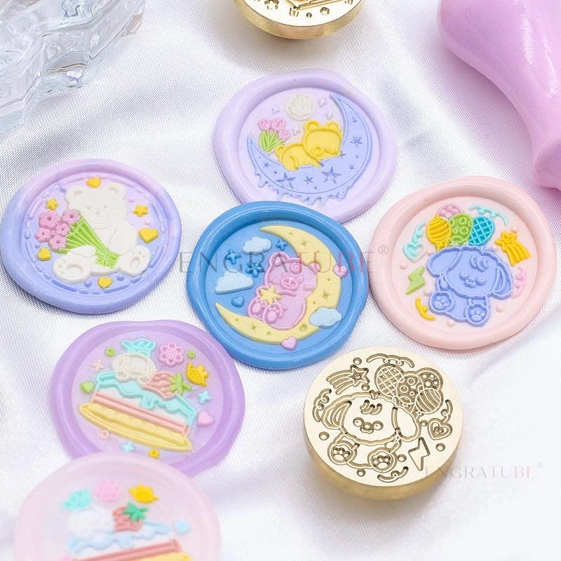 

Wax Seal Stamp Bear Cat Rabbit Bunny Piggy Cute Pet Animal Spring Outing Craft Supplies Envelope Wedding Decoration Scrapbooking