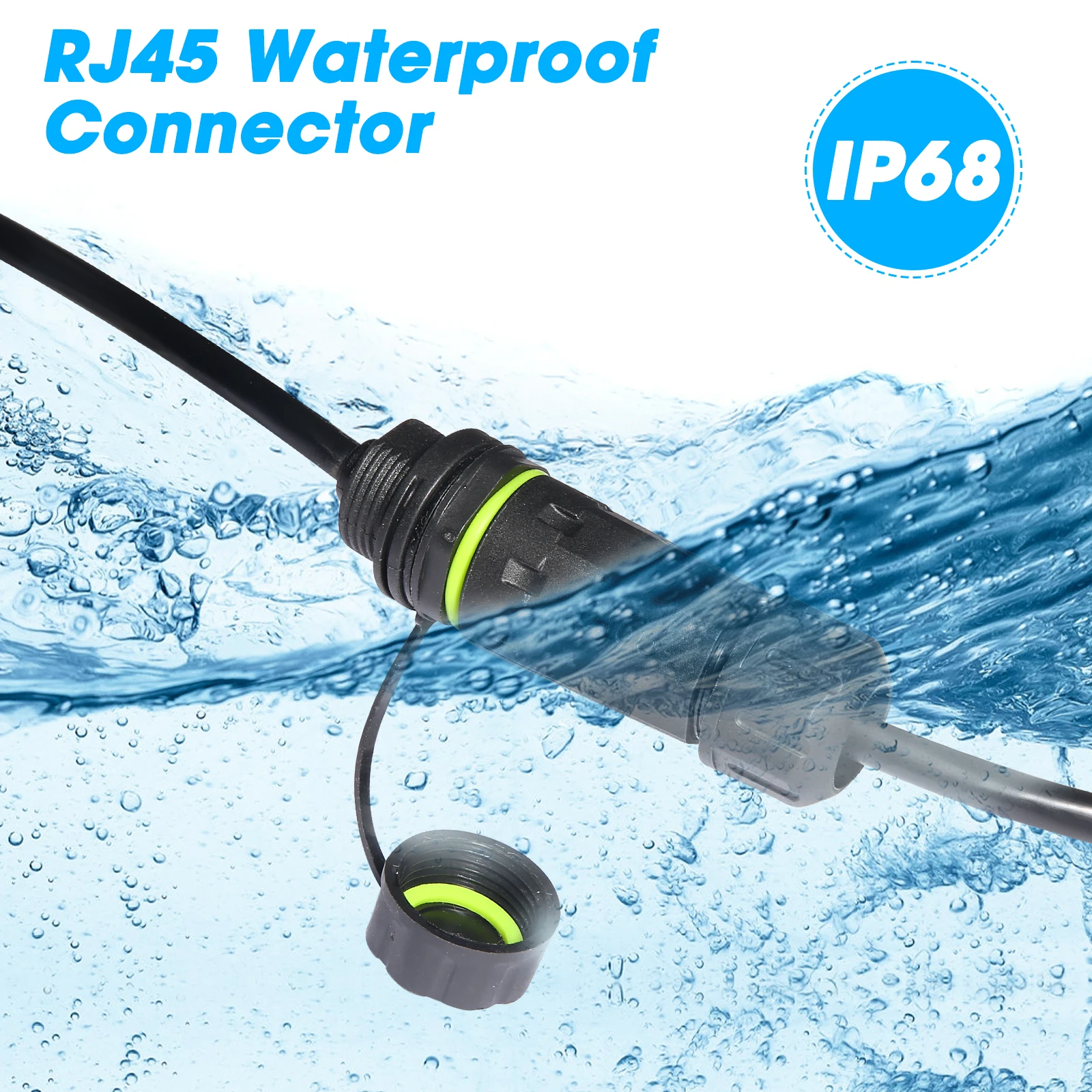 IP68 Waterproof Brass Alloy RJ45 Panel Mount Ethernet Extension Cable CAT6 Shielded Tinned Copper Core RJ45 Connector with Dust