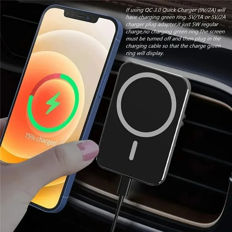 Magnetic Car Phone Holder Wireless Charger Air Vent Mount Fast Charging for iPhone 15 14 13 ProMax Samsung S24 S23 Xiaomi Huawei - náhled 4
