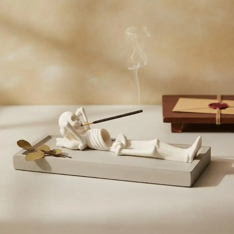 3D Printed Lazy Skeleton Incense Holder Halloween Fun Home Incense Decoration