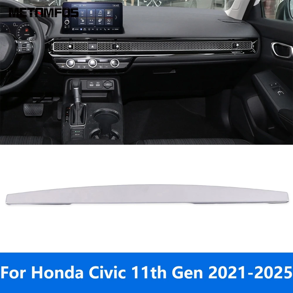 

For Honda Civic 11th Gen 2021 2022 2023 2024 2025 Stainless Steel Center Console Dashboard Panel Strip Molding Trim Accessories