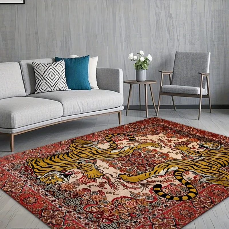 Bohemian Style Tiger Pattern Home Decor Large Carpets for Living Room, Sofa Cushions, Door Mats, Coffee Table Mats, Bedroom Rugs - view 3