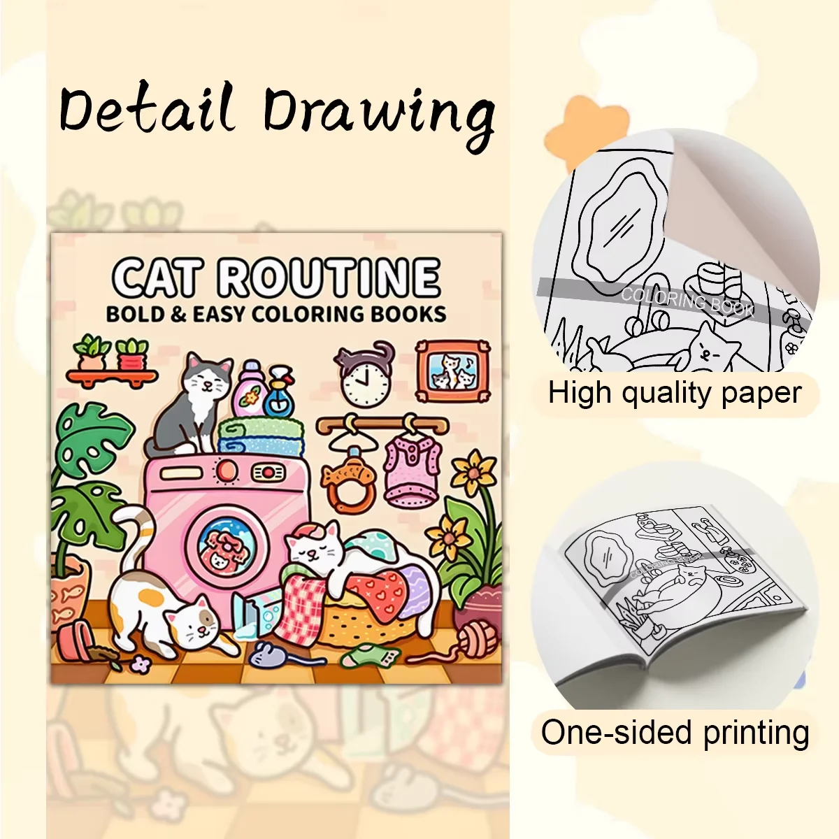 Cat Moments Malbuch für Erwachsene Einzigartiges Buch zur Entspannung Verbessertes Papier für komfortables Malen Perfektes Geschenk für Freunde – Detail 10