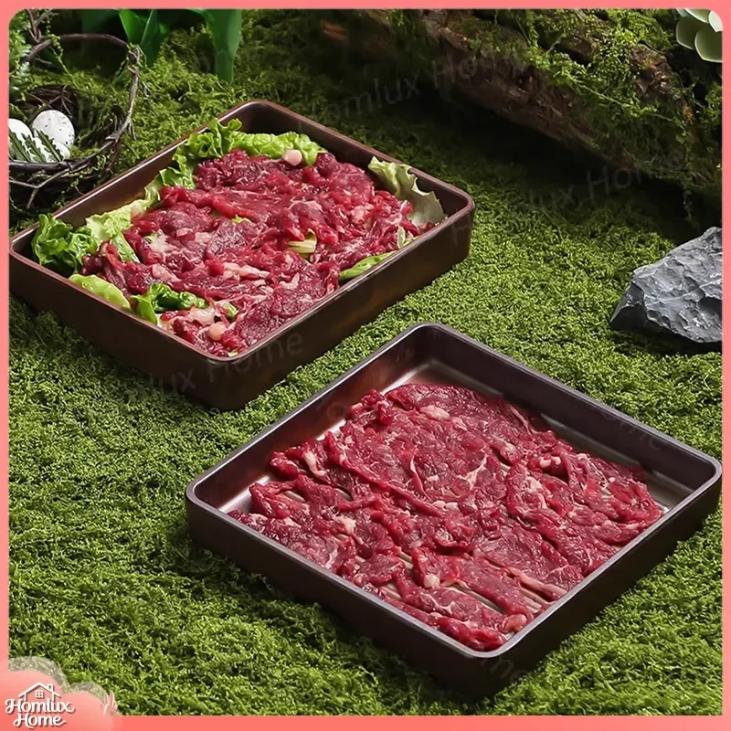 Commercial Melamine Shabu Shabu Beef Plate Square Hot Pot Meat Tray Snowflake Fat Beef Serving Dish Restaurant Tableware Food