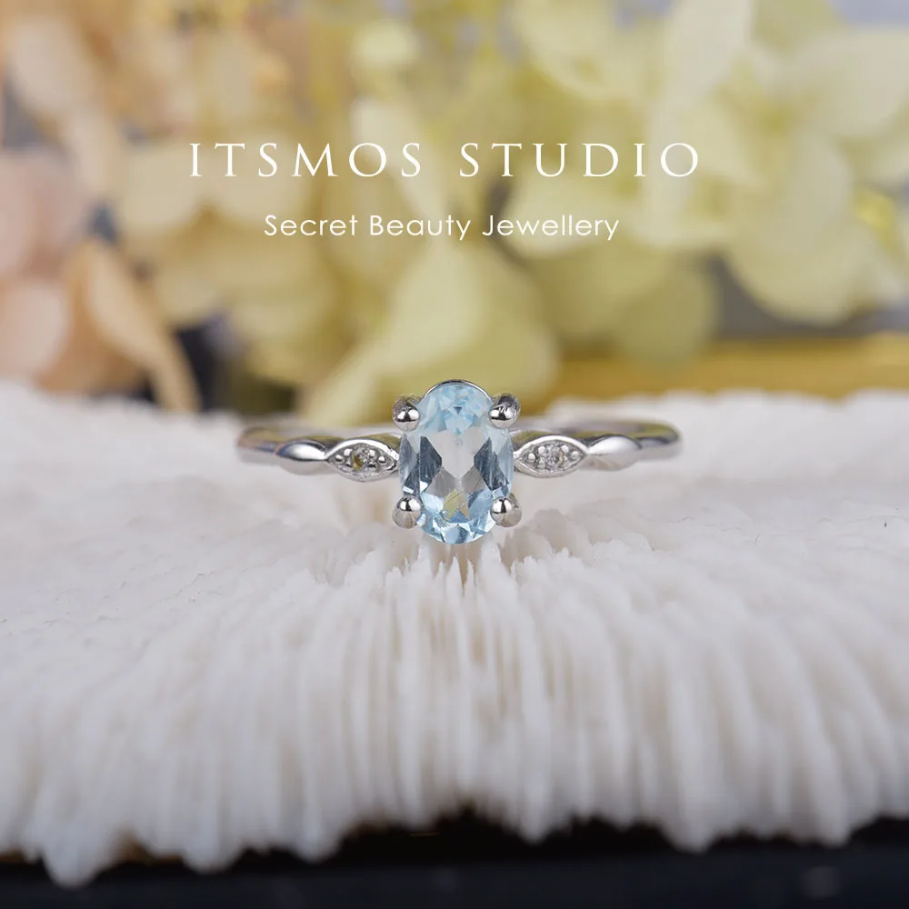 ITSMOS Natural Topaz Rings Gemstone Genuine Amethyst Silver Bands Diamond Dainty Fashion Fine Jewelry for Women Gift