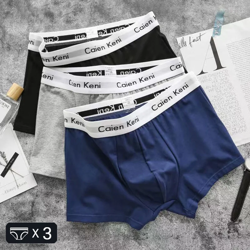 3Pcs/Lot Plus Size S-2XL Cotton Underwear Men Boxer Shorts Calzoncillos Hombre Comfortable Boxers Sports Underpants Panties Sets