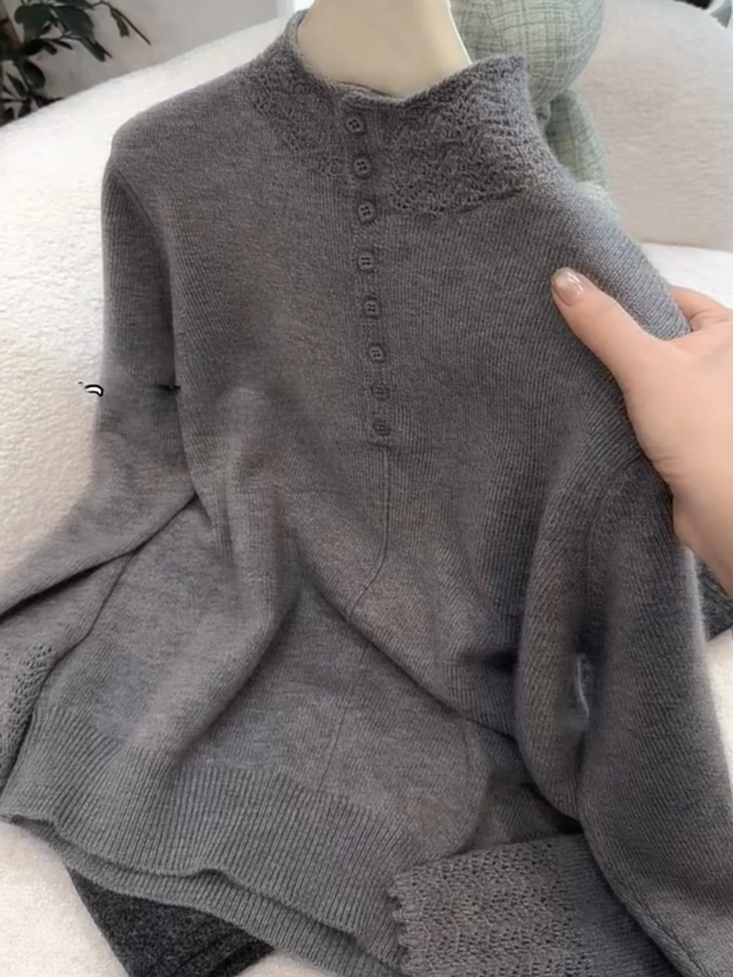 

Winter Women's Knitted Long Sve Hollow out Crew Ne Base irt Casual Versatile Straight Cut Knitwear Commute Sle