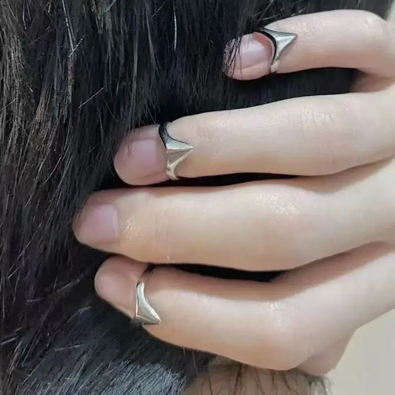 3PCS Fashionable And Simple Silver Glossy Y2k Earth Cool Blade Women's Finger Tail Ring, Baily Wear