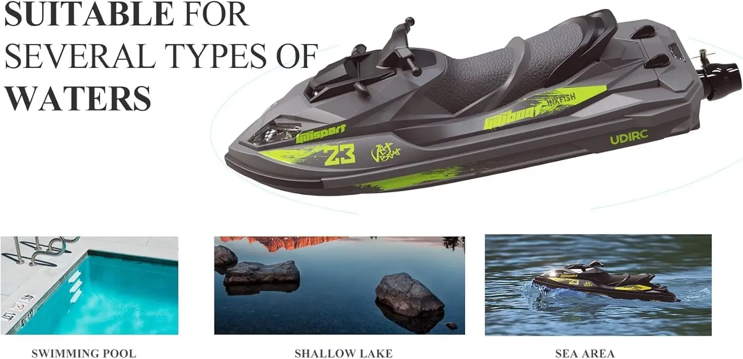 33CM RC Jet Kayak with a Speed of 20 kilometers per Hour, Equipped with 7.4V 2000mAh 14+Front and Rear Lights, Suitable for Lake