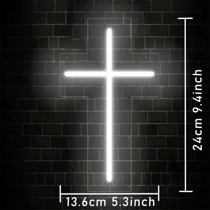 Letrero de neón cruzado, luz LED personalizable, decoración artística de pared, diseño de interiores personalizado, lámpara colgante para dormitorio, Navidad, boda