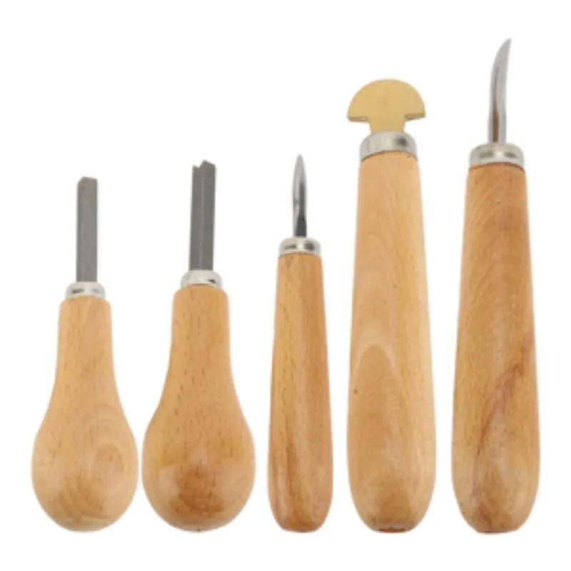 Professional 5-Piece Wooden Handle Gemstone Setting Pusher Tool Kit for Diamond Bezel Jewelry Making and Craft Repair Supplies
