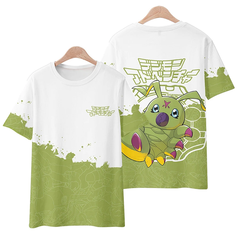 2026 Summer Digimon Adventure Retro Cosplay T-shirt Men's Oversized 3D Printed Short-sleeved Family Unisex Children's Sports