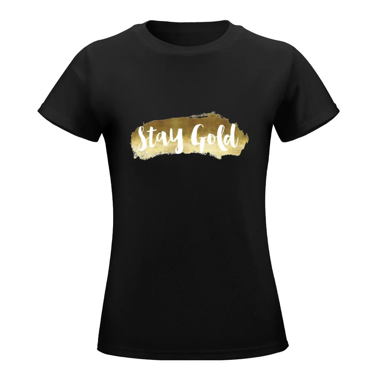 Stay Gold T-Shirt summer top Female clothing luxury designer clothing Women