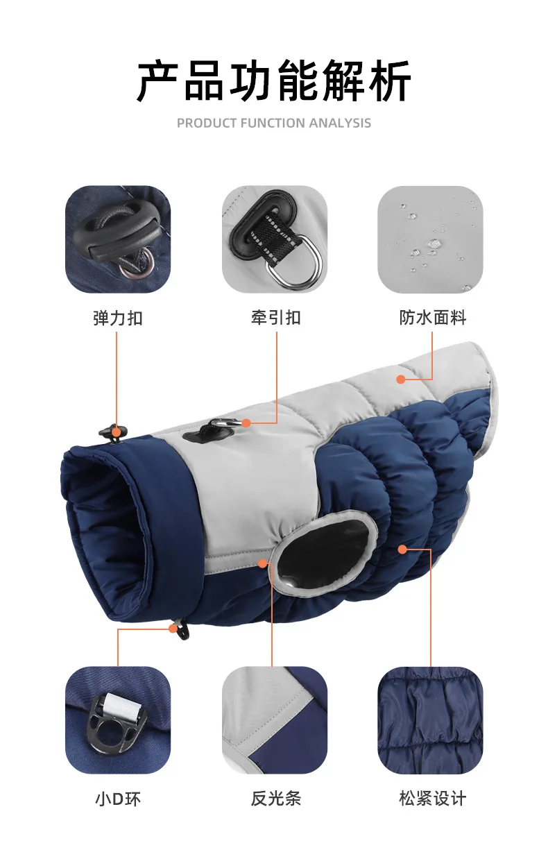 Dog Clothes for Large Dogs Waterproof Dog Coat Warm Dog Jacket for French Bulldog Wilma Autumn Winter Dog Accessories
