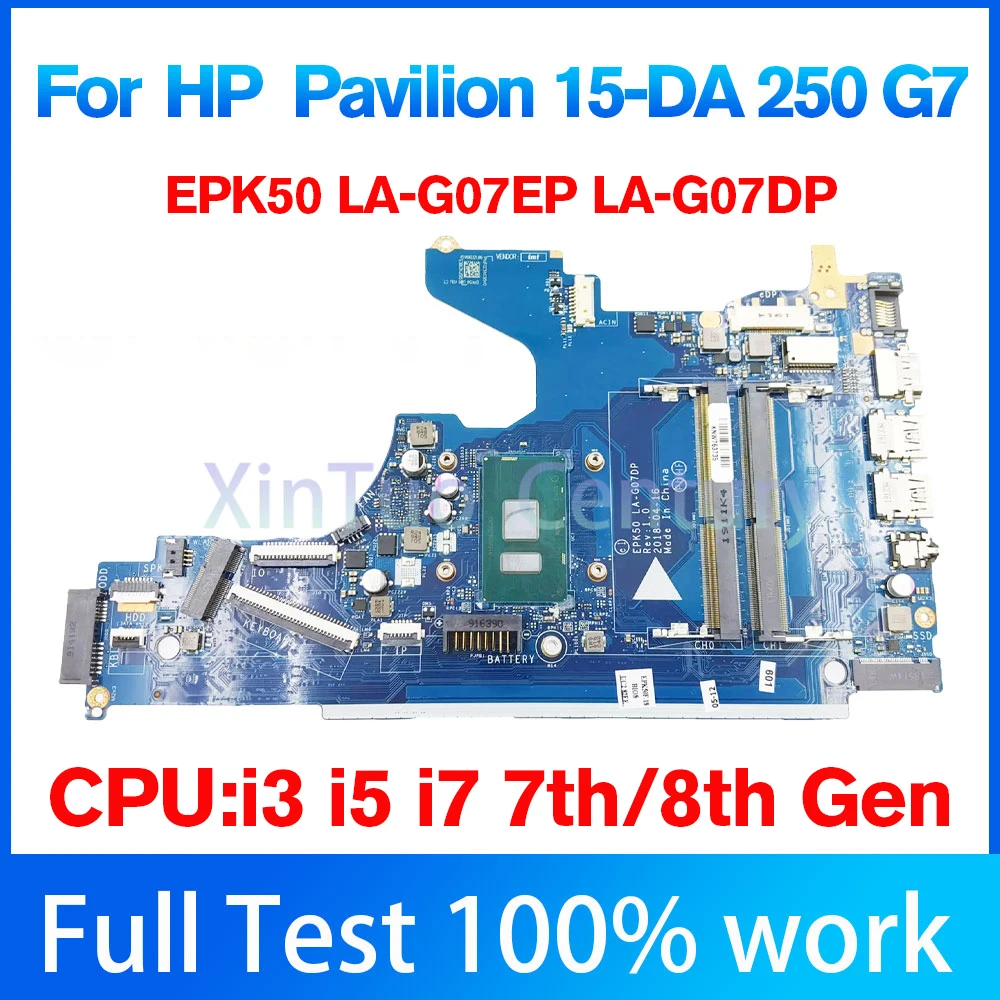 EPK50 LA-G07DP LA-G07EP Per la scheda madre del computer portatile For HP Pavilion 15-DA 250 G7 con CPU i3 i5 i7 DDR4 UMA