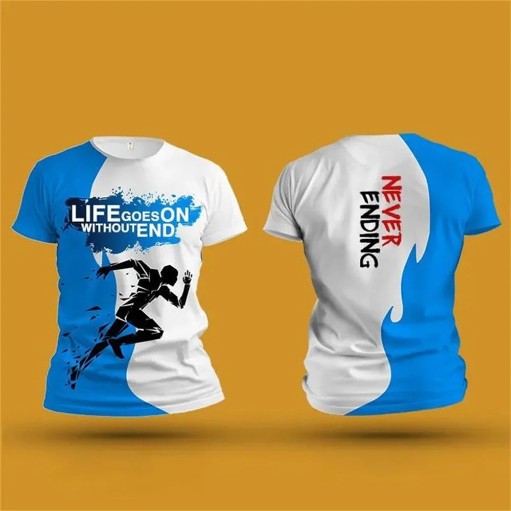 Running Sports 3D Printing Summer Neutral Short Sleeved T-shirt Fitness Sports Outdoor Quick Drying Loose Comfortable Clothes