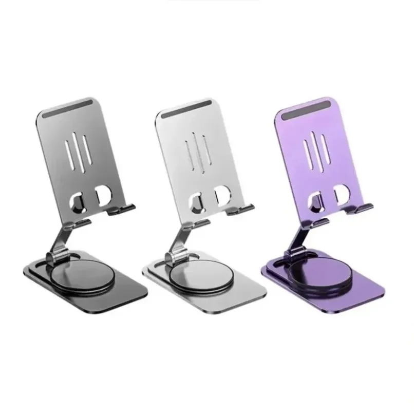 Universal Adjustable Desktop Phone Stand Aluminum Alloy Foldable 360° Rotation Holder for iPhone Samsung Tablet Home Office Desk