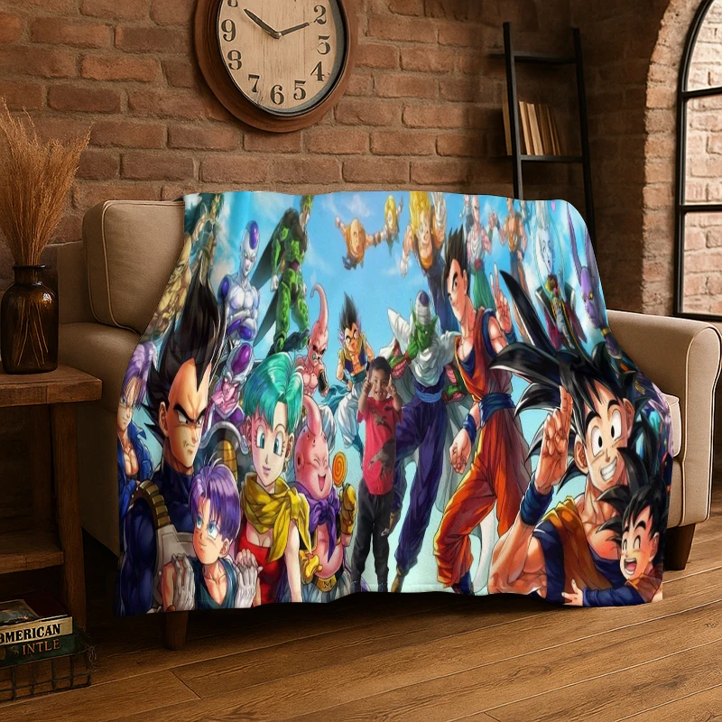 Cartoon D-Dragon Ball Anime-Spiel Flanelldecke Weiche Warme Wurfdecke für Schlafzimmer Wohnzimmer Bett Reisen Camping Picknick Kinder