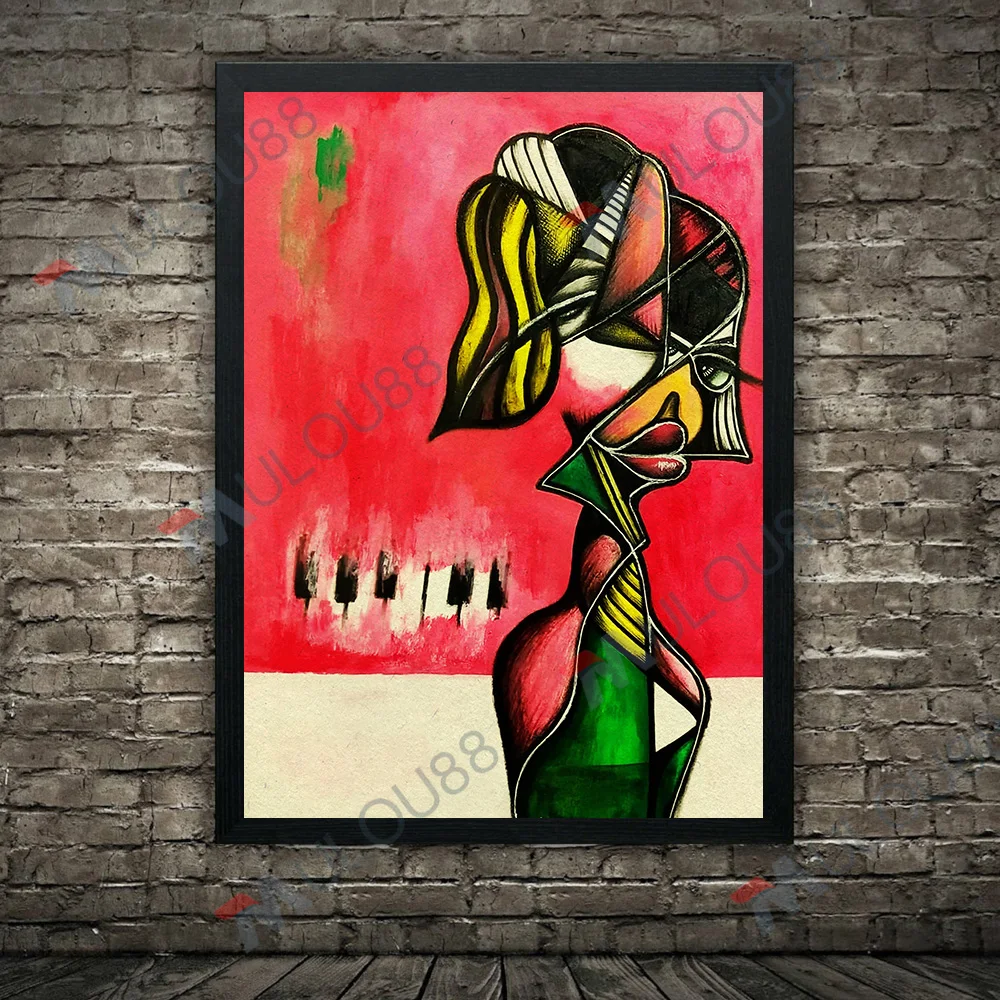 الرجال والنساء الحضرية الشرب مجردة الرسم على لوحات القماش الجدارية الحد الأدنى موضة الحياة الخيال ملصق فني طباعة ديكور المنزل