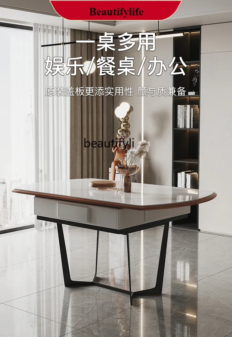 

G1218 new styleSimple Solid Wood Mahjong Table Dining Table Dual-Use Light Luxury Electric Automatic Mahjong Machine Stone Plate