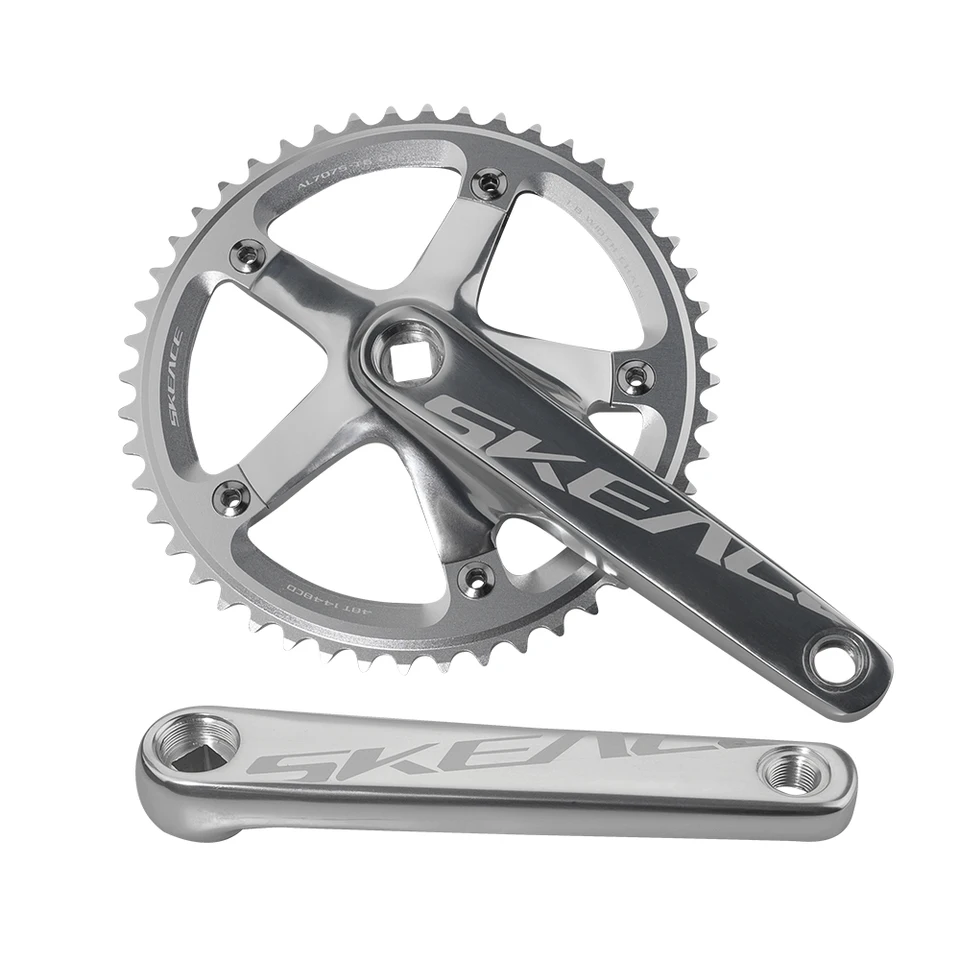 SKEACE スクエアテーパー ピスト用クランク 165mm 48T シルバー SKEACE