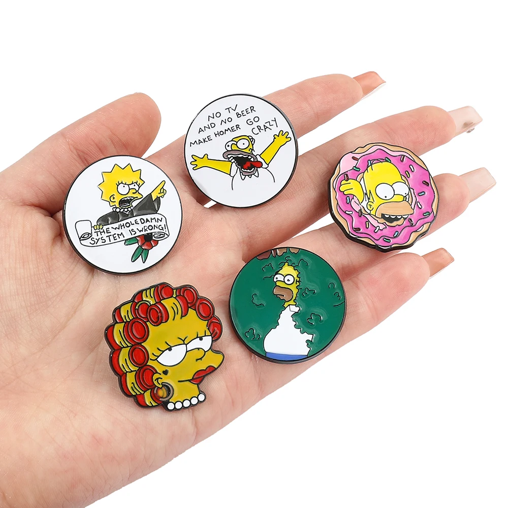 The Simpsons Hard Enamel Pins Collection Cartoon Brooch Backpack Hat Bag Collar Badge Denim Collar Lapel Pin Jewelry Kids Gift