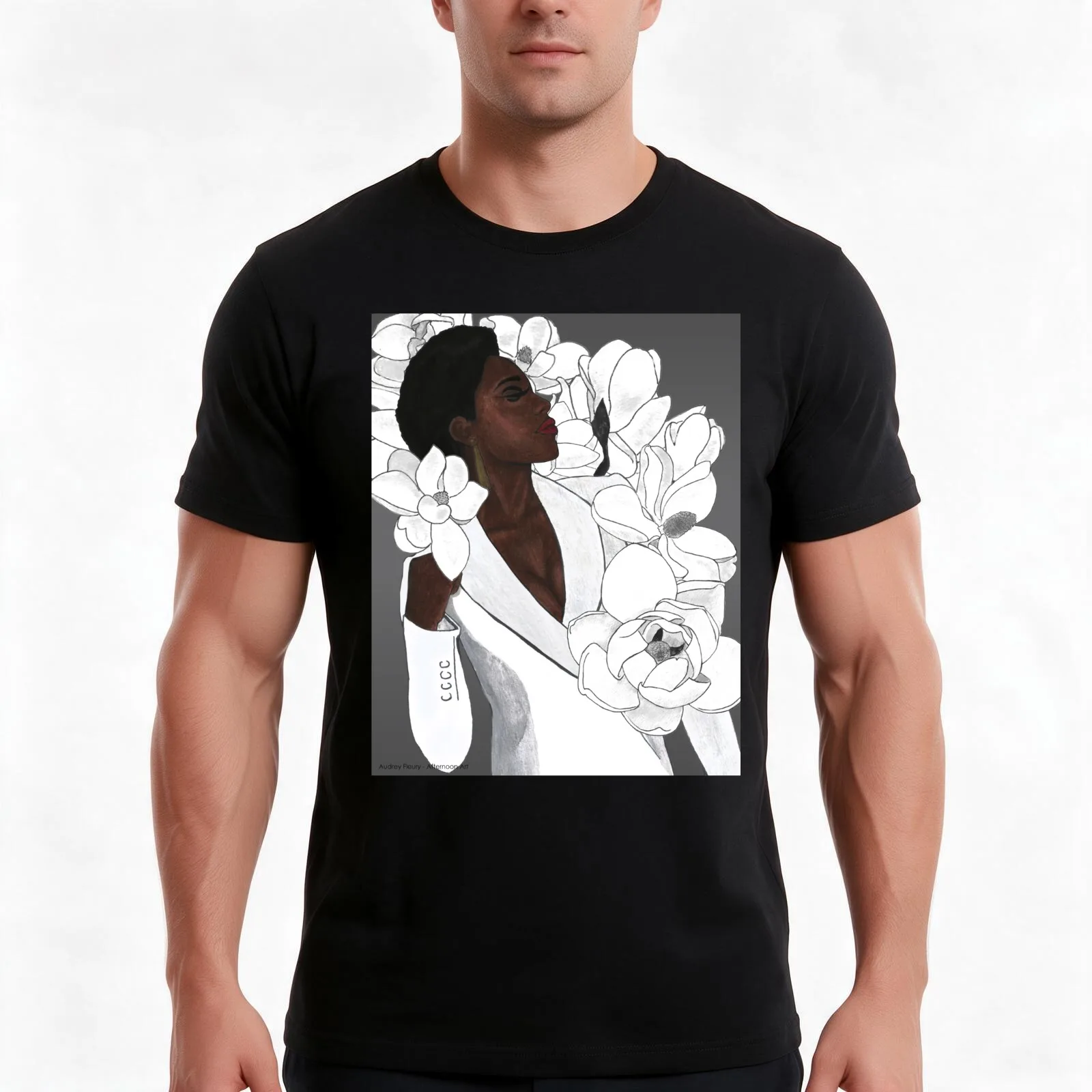 Viola Davis Portrait and Magnolias T-Shirt, Summer Casual Cotton Tee, Oversized Streetwear Tops, Vintage Graphic Print