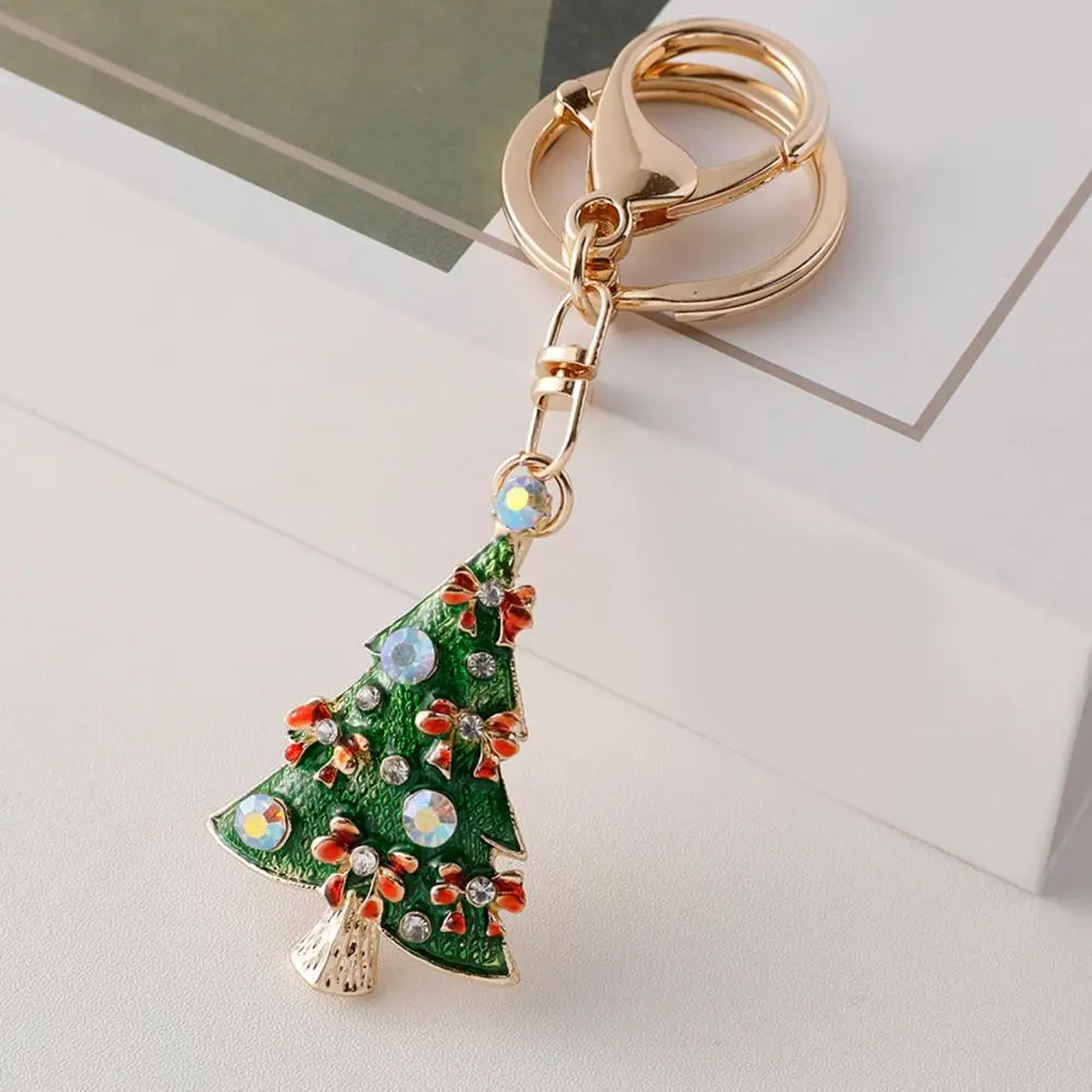 Metal Key Ring with Snap-on Design Festive Holiday Keychain Set with Snowman Christmas Tree Rabbit Shape Charms for Christmas