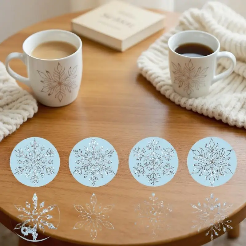 

Units/Roll Crystal Snowflakes Stickers Holiday Tags for Children Gifts Baking Parcel Envelope Decor Stationery