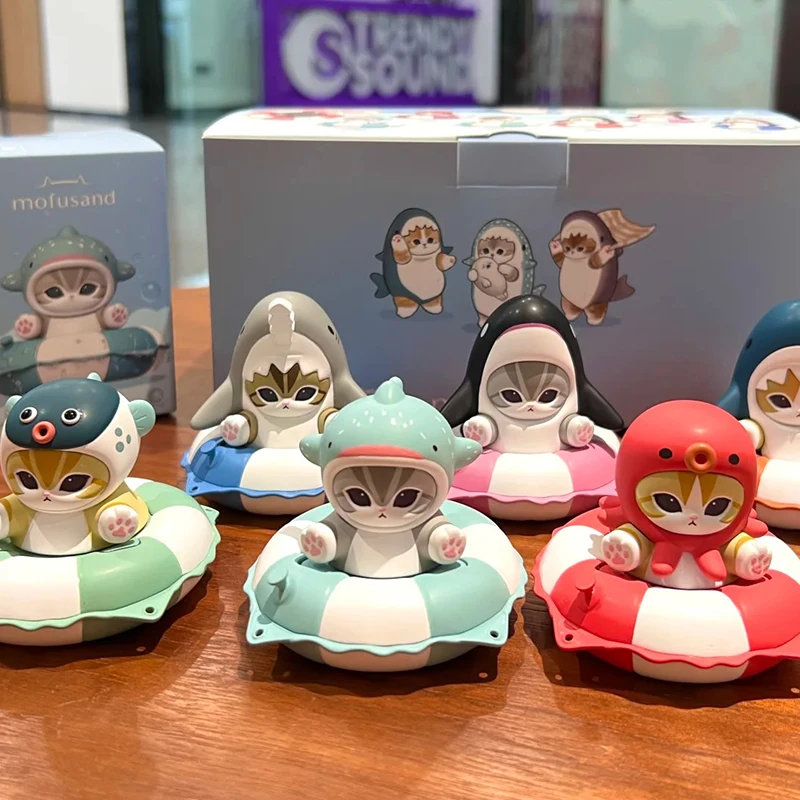 

New Genuine Mofusand Swimming Ring Series Blind Box Cute Shark Cat Octopus Cat Anime Figure Toys Collection Gift