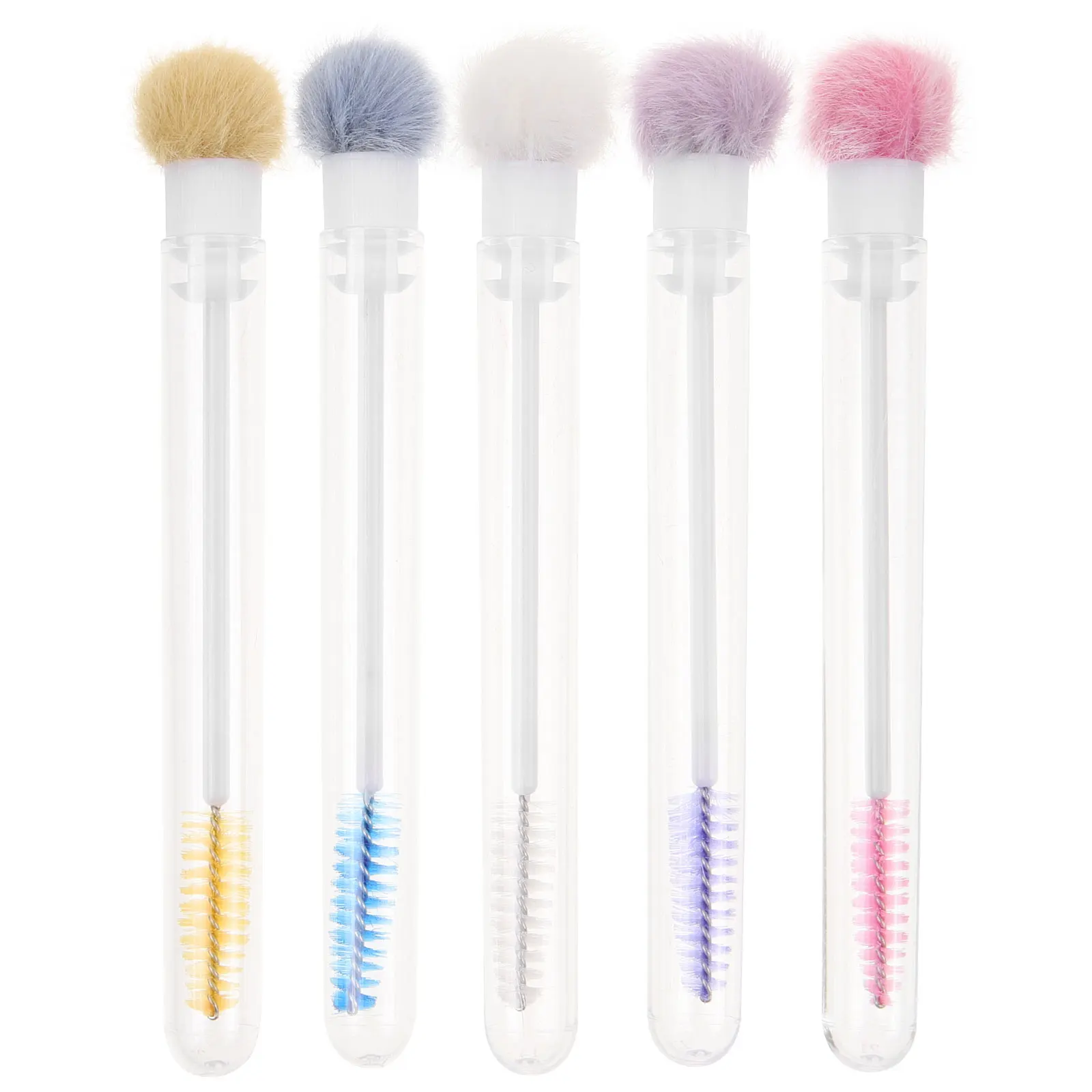 5pcs 속눈썹 브러쉬 메이크업 브러쉬 테스트 튜브 애플리케이터 휴대용 여성 눈썹 래쉬 마스카라 브러쉬 튜브 디자인 개별