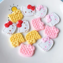 Accessoires de décoration artisanale pour bijoux à bricoler soi-même, joli dessin animé, biscuit, chat, animal, crème glacée, dos plat, résine, scrapbooking, nouveau, 10 pièces