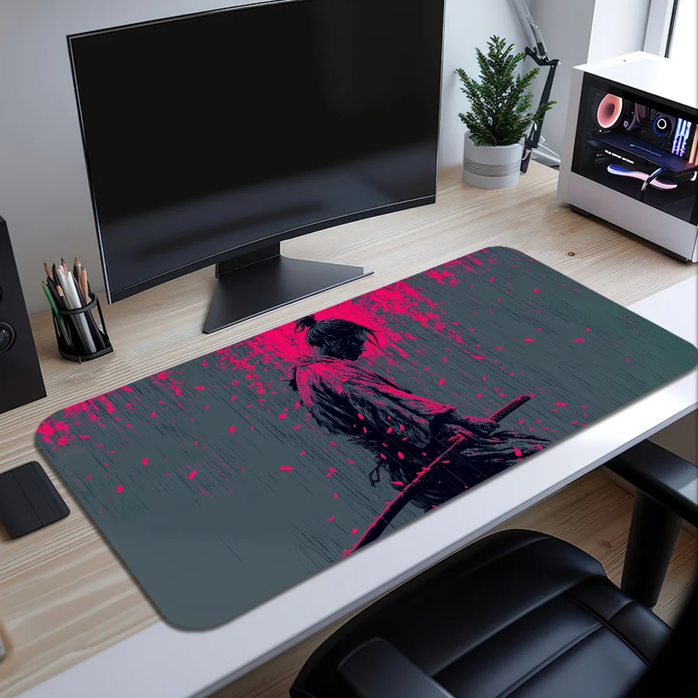 S-Samurai Art Mouse Pad Large Desk Mat Keyboard Ergonomic Office Rubber PC Non-slip Anti-fray Home Custom Best Price