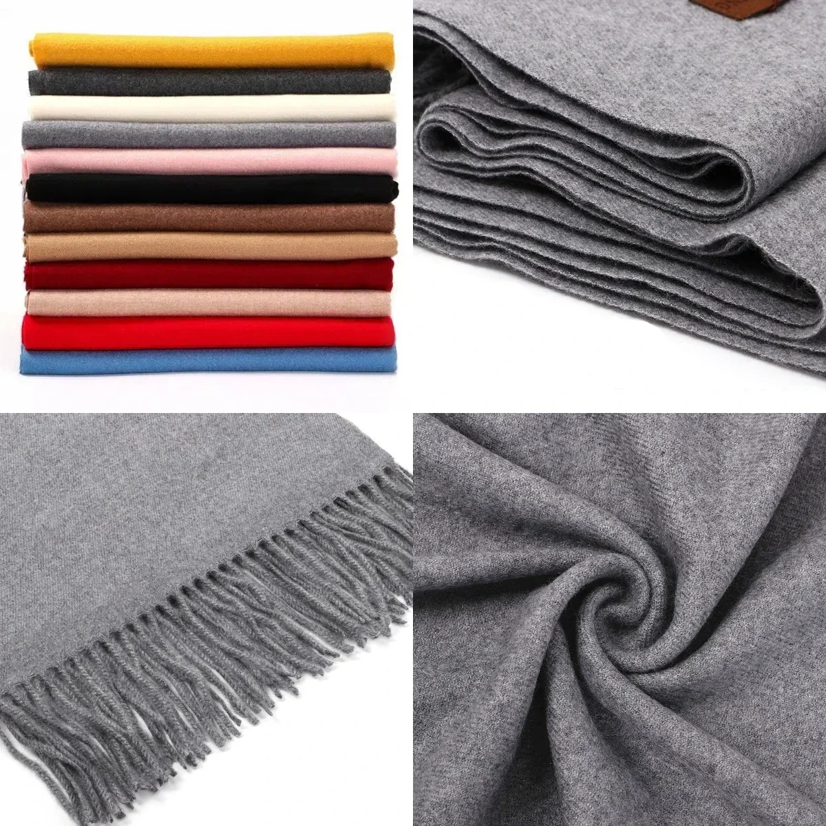 2024 بلون الكشمير وشاح للنساء سميكة الدافئة الشتاء الباشمينا شالات يلتف شرابة الإناث بطانية Echarpe Bufanda الحجاب #6