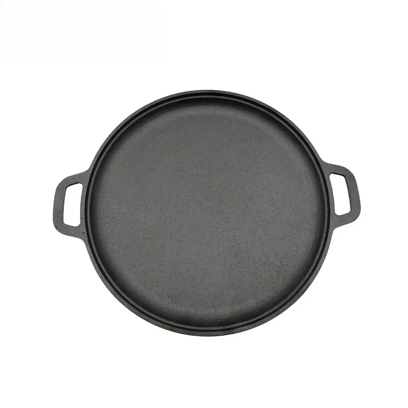 Eco Friendly Cast Iron Crepe Pizza Pan Non Stick Kitchen Cooking Pan for Pancakes Tortilla Frying Wholesale Factory Direct
